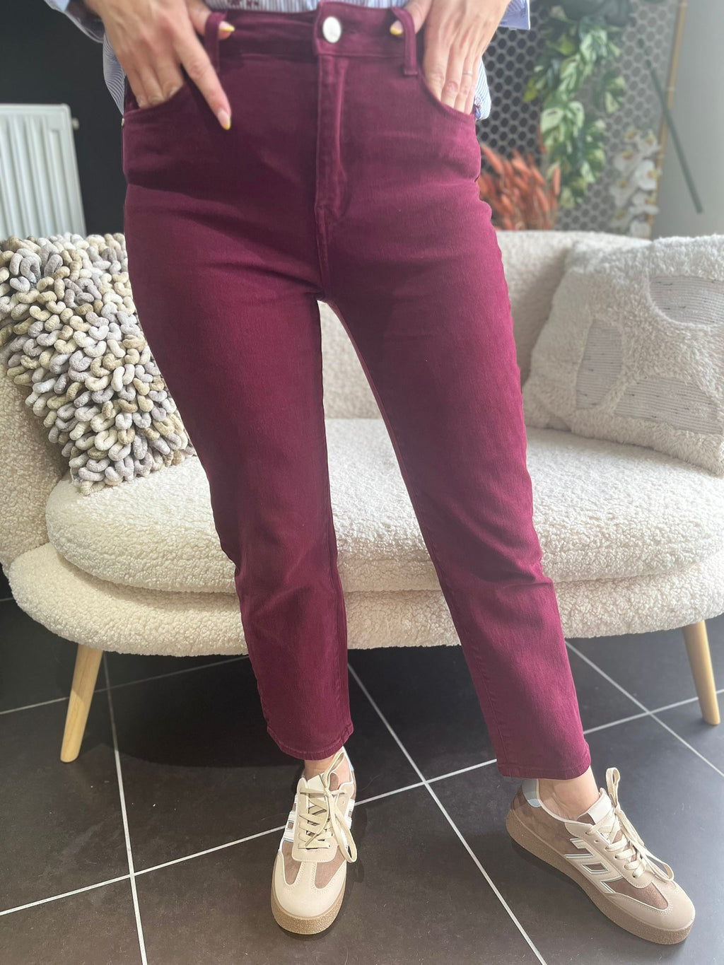Jeansbroek Redial mom fit Bordeaux