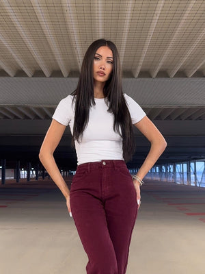 Jeansbroek Redial mom fit Bordeaux