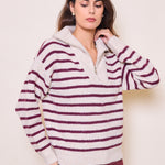 Pull Clara beige/bordeaux