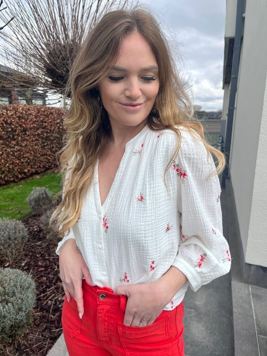 Hemd Maya wit-bloemen