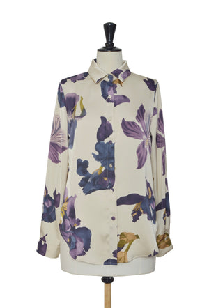 Hemd Elli beige/auberginne