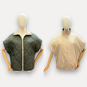Vest Jules groen/beige omkeerbaar
