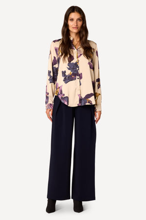 Hemd Elli beige/auberginne