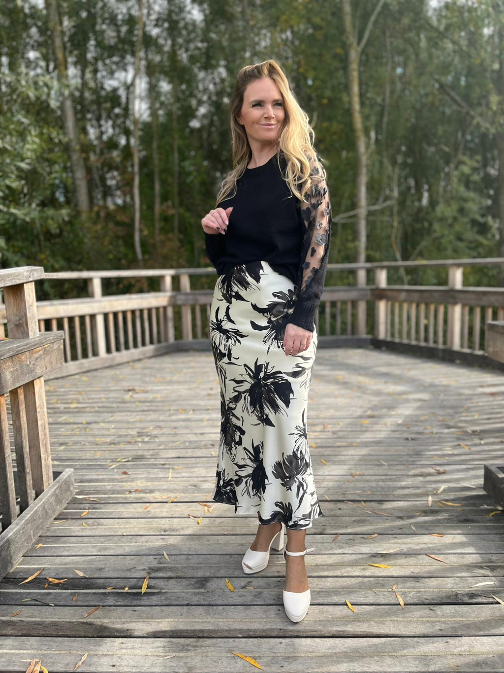Rok Elli zwart/beige