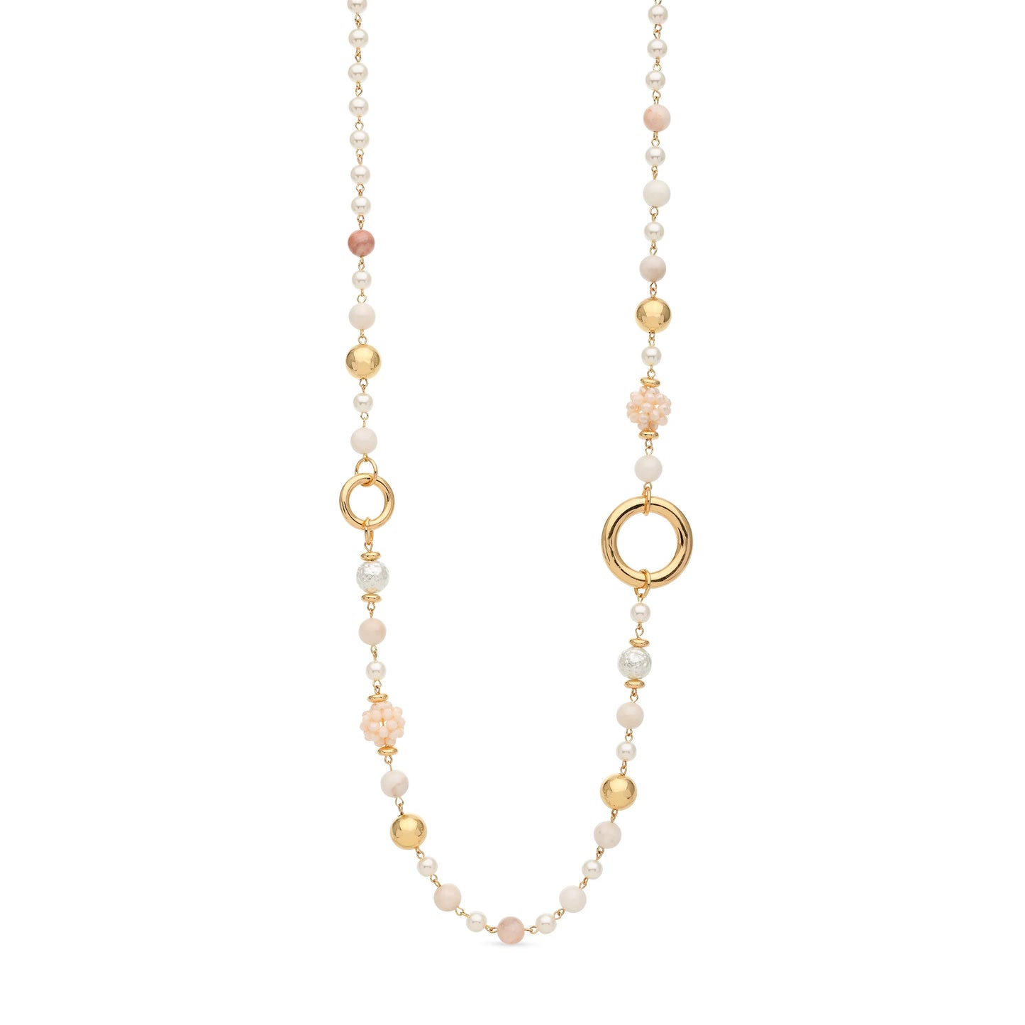 Lange ketting Babeza beige met parel