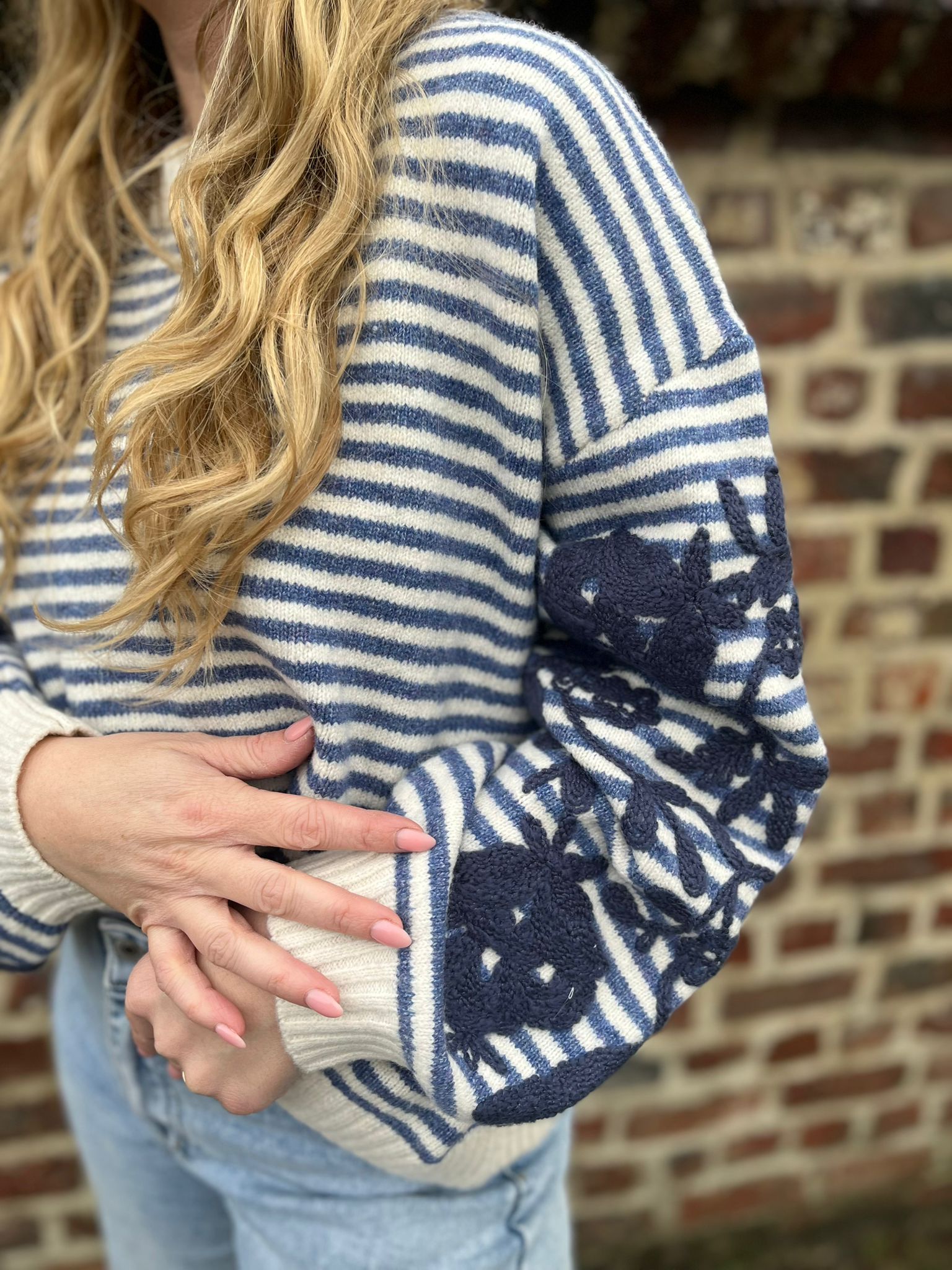 Pull Mila beige/blauw