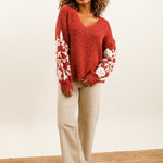 Pull Love Bordeaux/beige