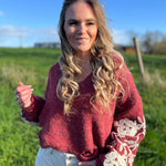 Pull Love Bordeaux/beige