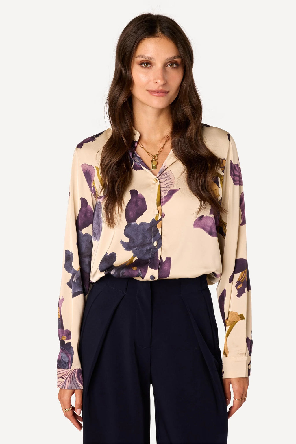 Hemd Elli beige/auberginne