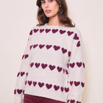 Pull Clara taupe/bordeaux