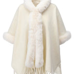 K-Design - Poncho met bont-look boorden (B910)