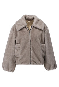 K-Design - Jas in bont look met rits (B904 )
