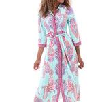 K-design - Maxi polo dress met print, knopen en stoffen riem (A404P967)