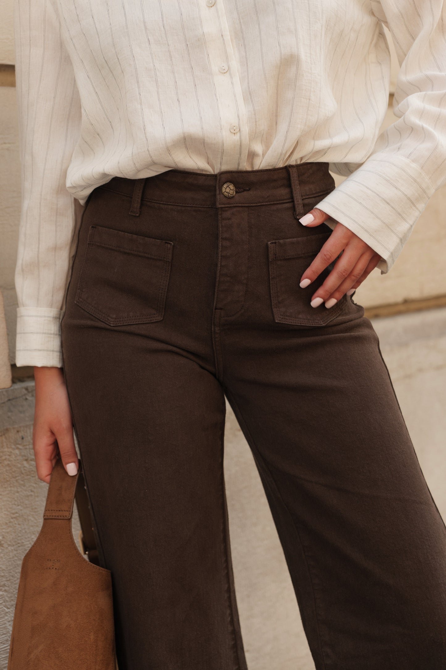 Jeansbroek Oraije Gaspard wide choco