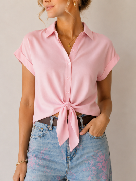 Hemd Elli roze met knoop