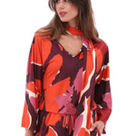 K-Design - V-hals top met sjaaltje & design (B102)