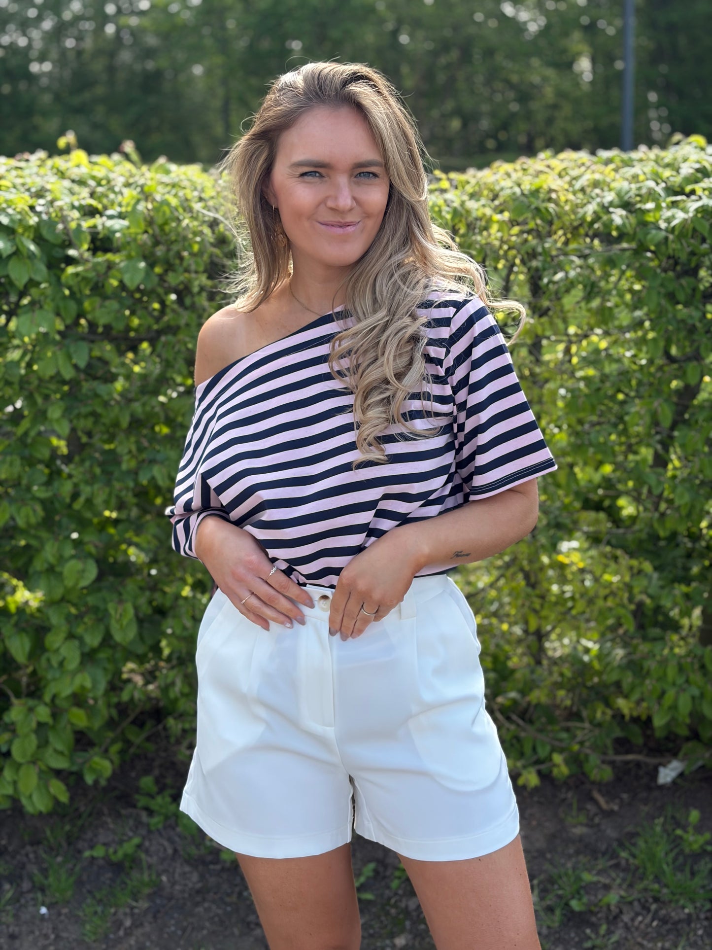 Bloesje Marine/roze