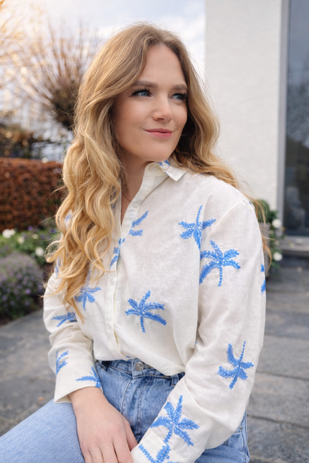 Hemd Milo beige/ blauw