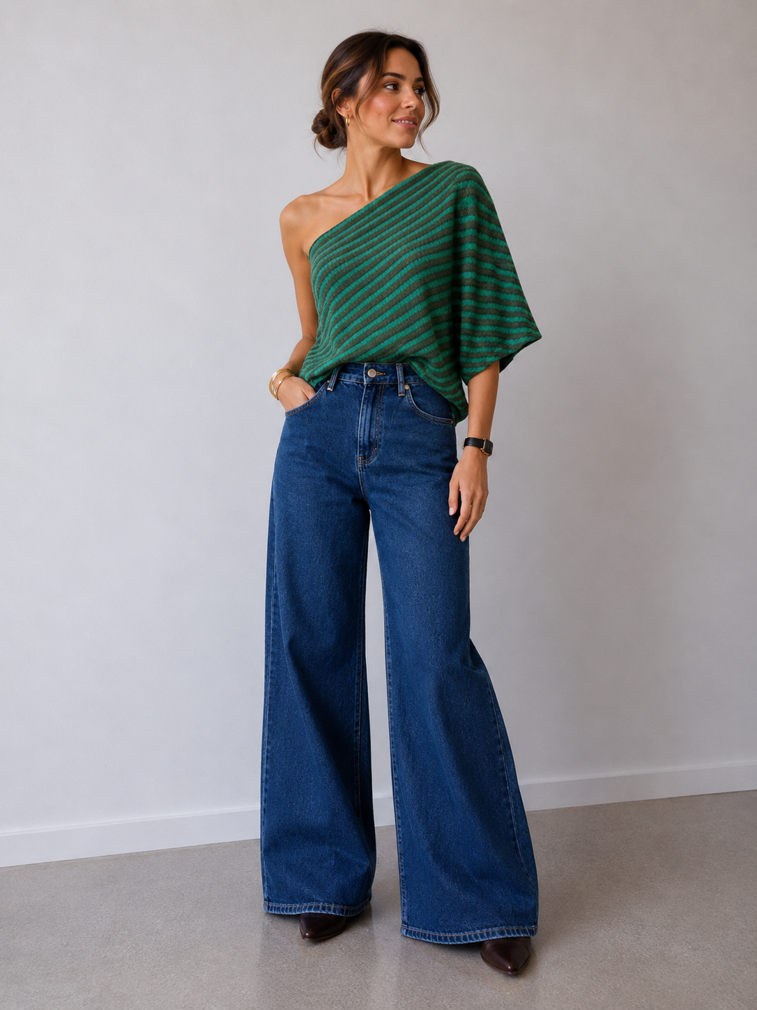 Jeansbroek Redial wide leg donker blauw 3203