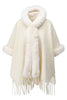 Design - Poncho met bont-look boorden (B910
