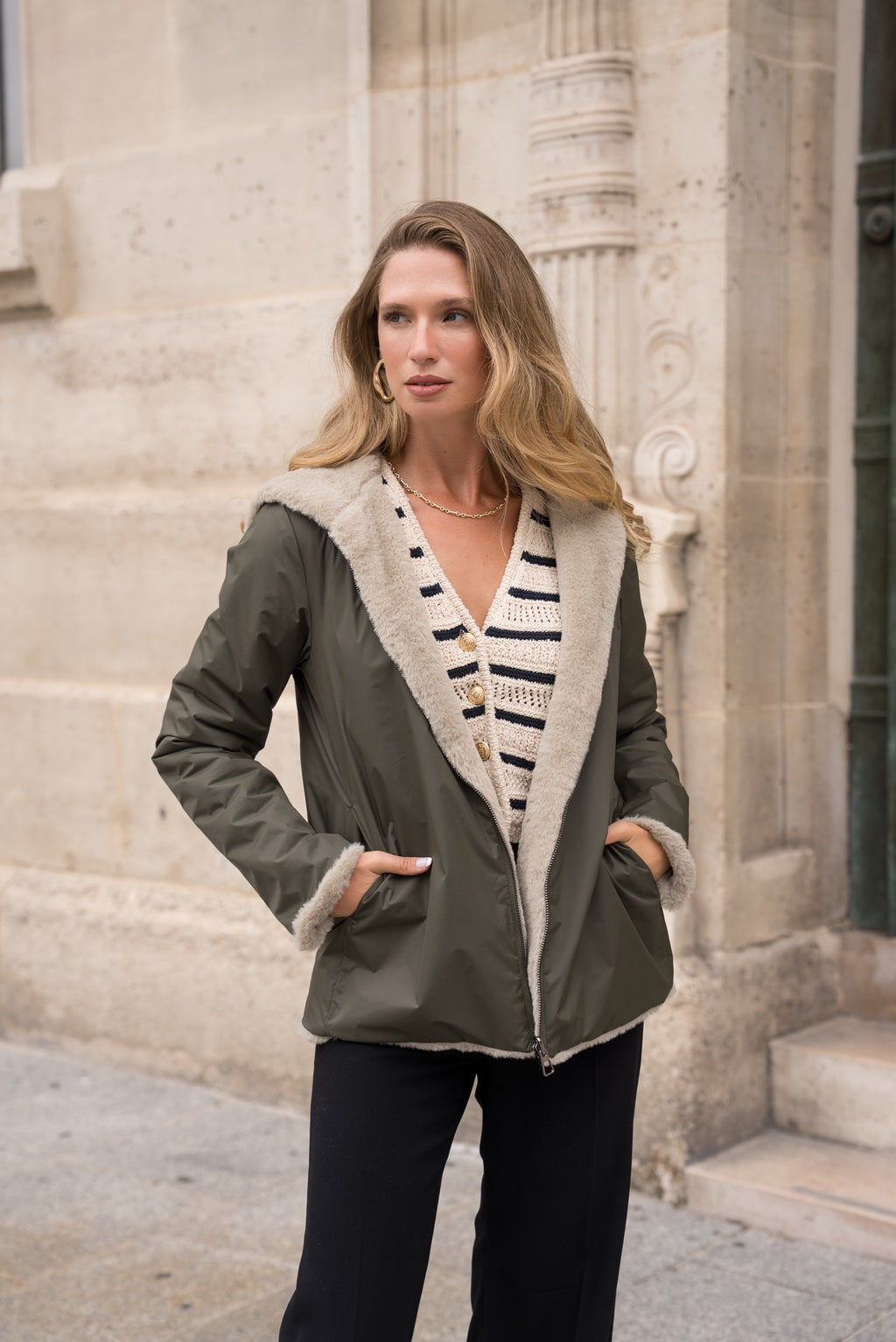 Vest Laura khaki/beige