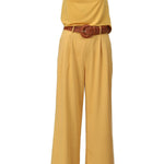 K-design - Off shoulder jumpsuit met bijpassende riem (A608Golden apricot)