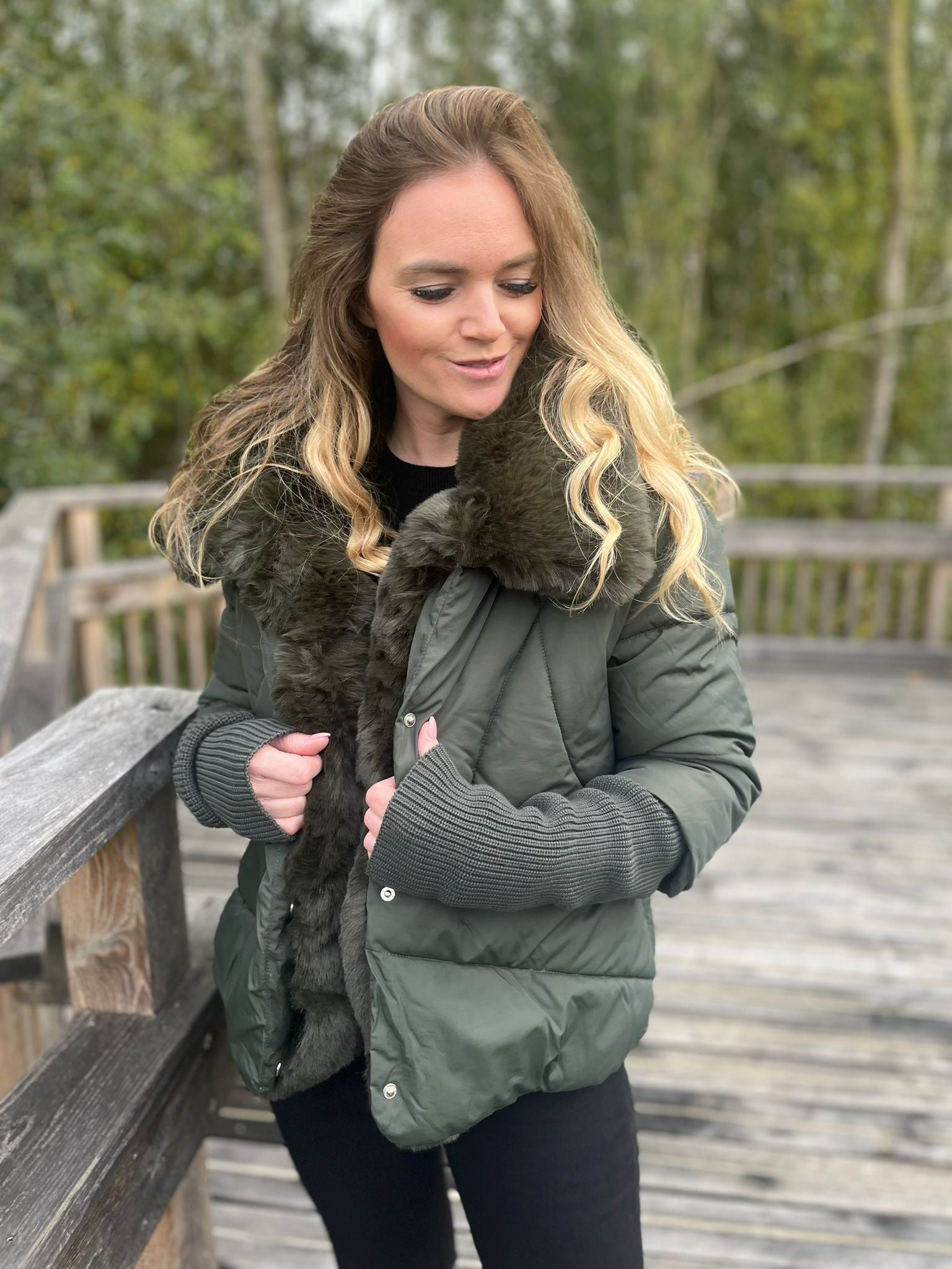 K-Design - Puffer jas met bont (B902)