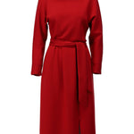 K-Design - Maxi jurk met rolkraag en stoffen riem (B632)