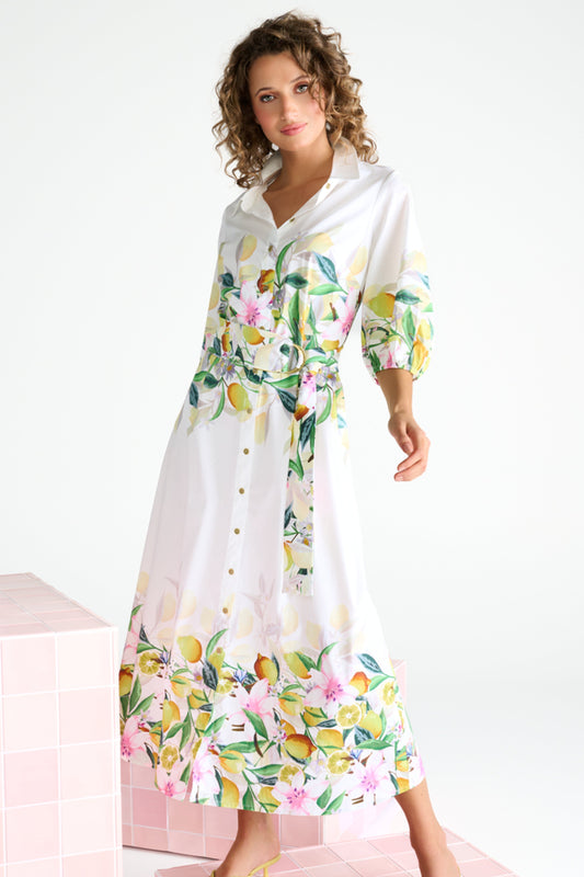 You're my lobster - Maxi jurk met print en stoffen riem (C352L)