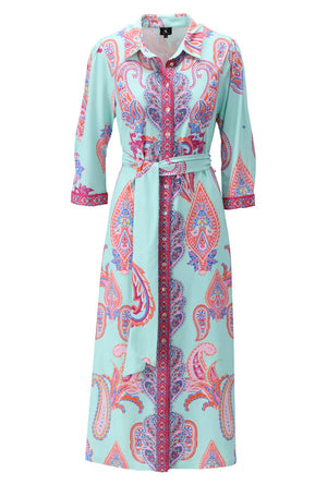 K-design - Maxi polo dress met print, knopen en stoffen riem (A404P967)