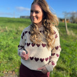 Pull Clara taupe/bordeaux