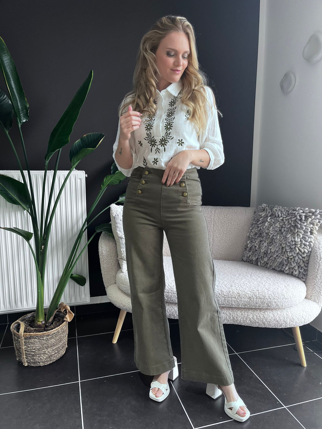 Jeansbroek Oraije victorine wide kaki