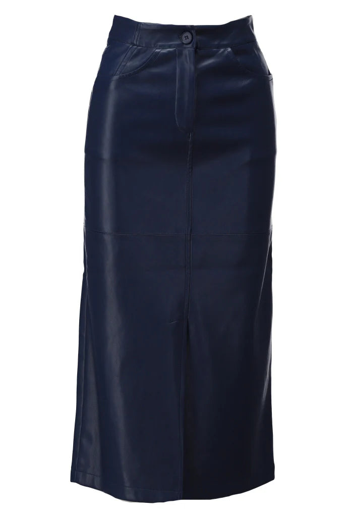 K-Design - Vegan lederen rok met split (B754)