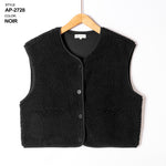 Vestje/debardeur Kimberly zwart teddy