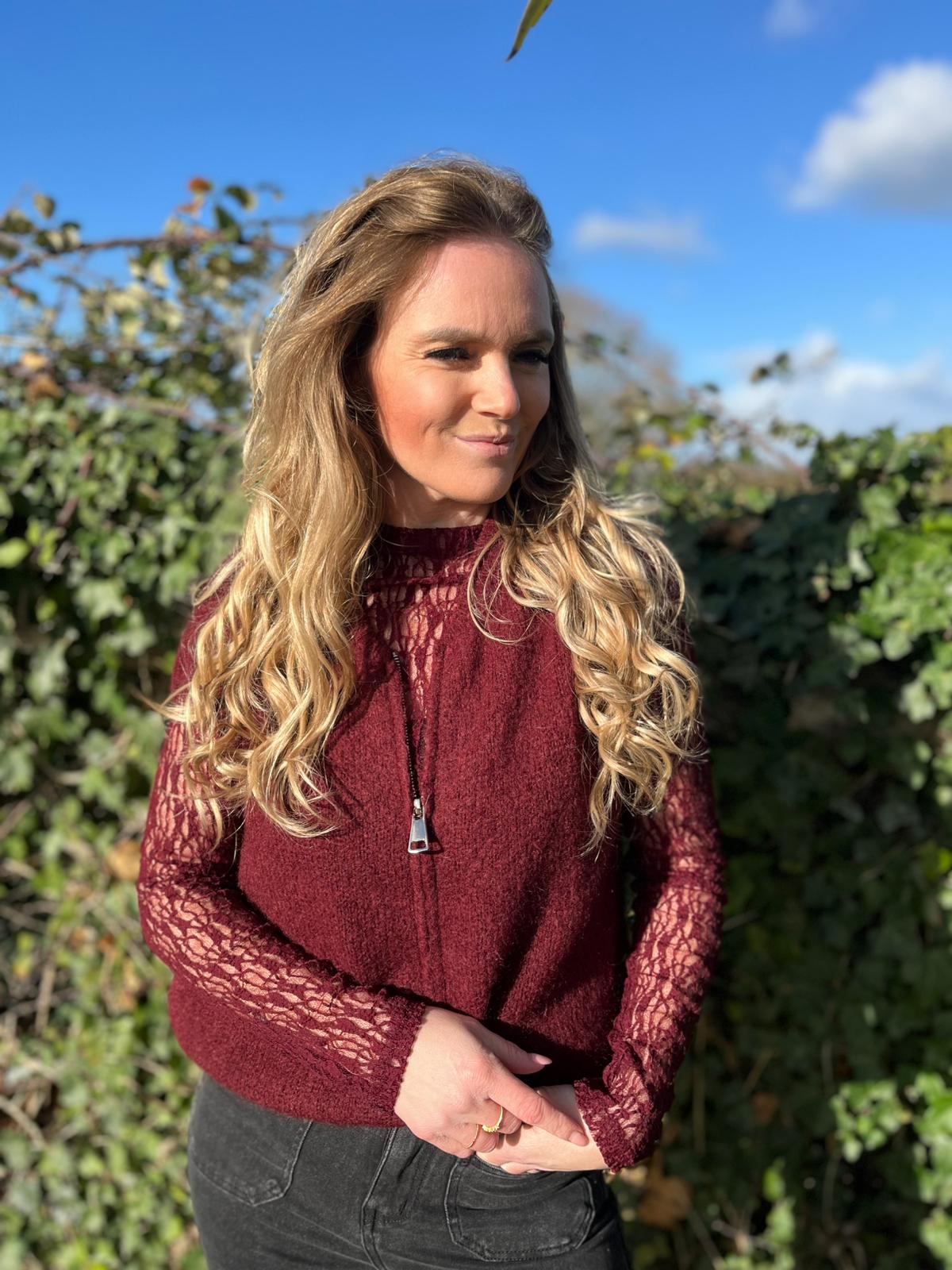 Debardeur met rits bordeaux