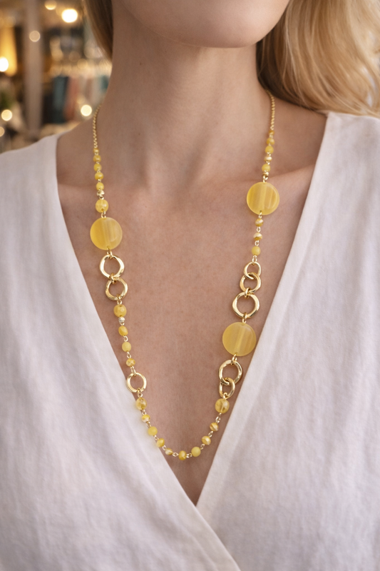 Lange ketting Babeza geel
