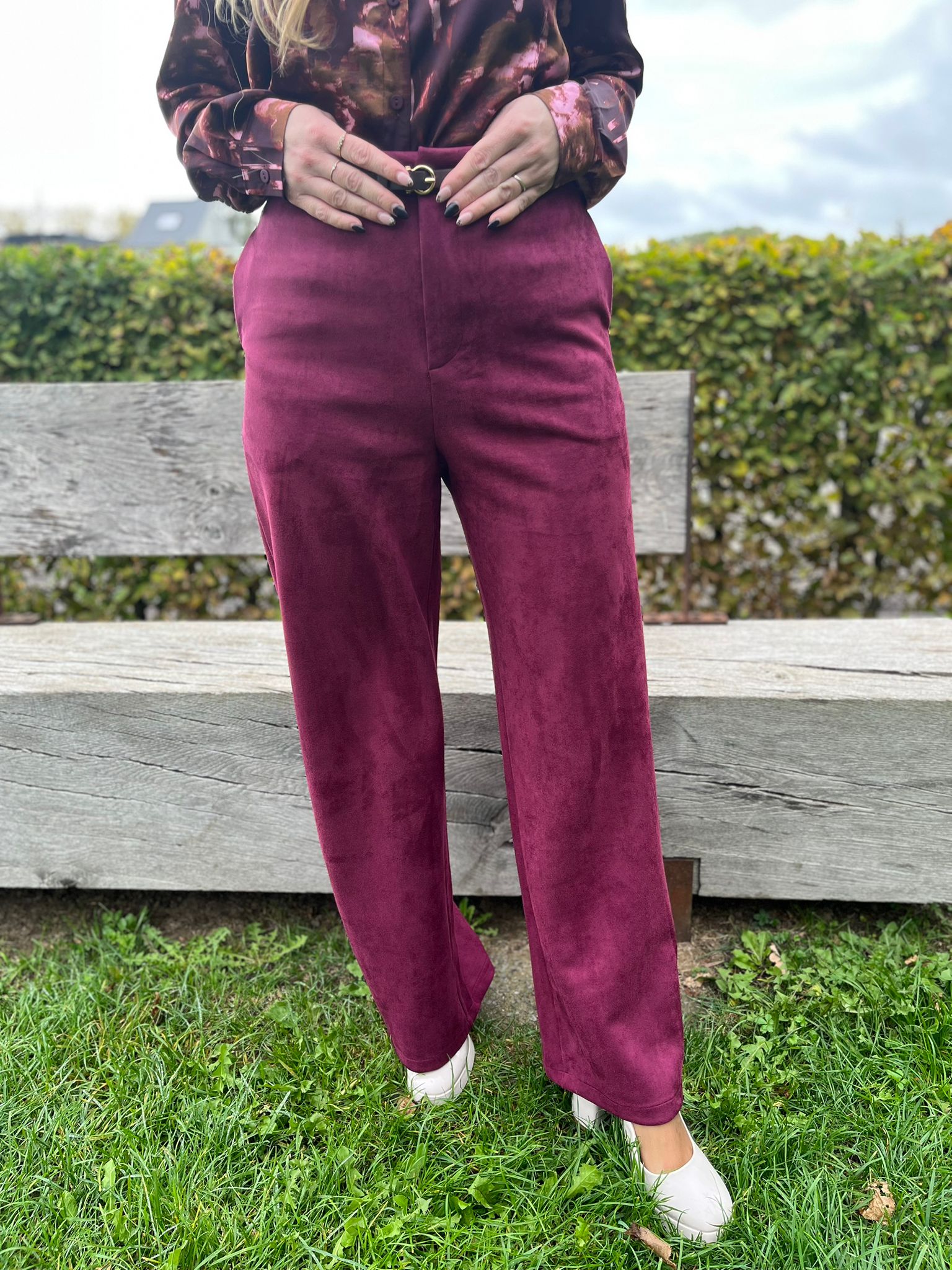 Broek Elli plum suède