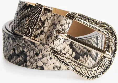 Centuur slangenprint beige