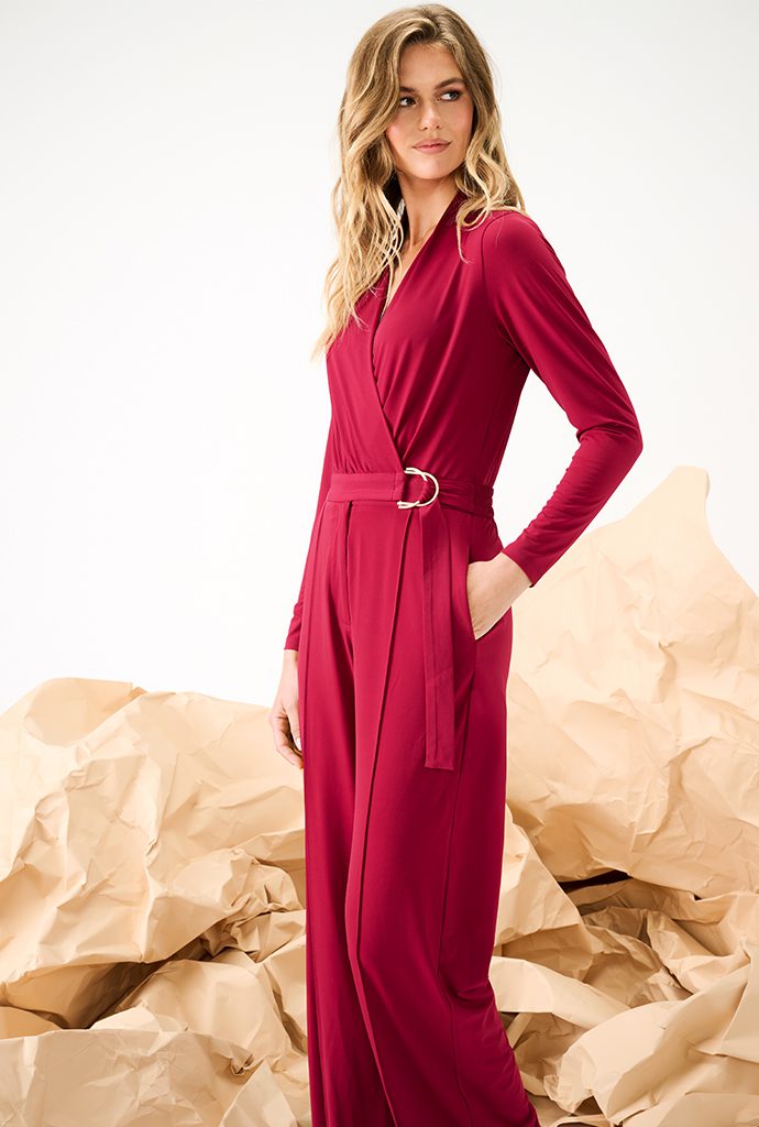 Design - Crossover jumpsuit met stoffen riem (B192)
