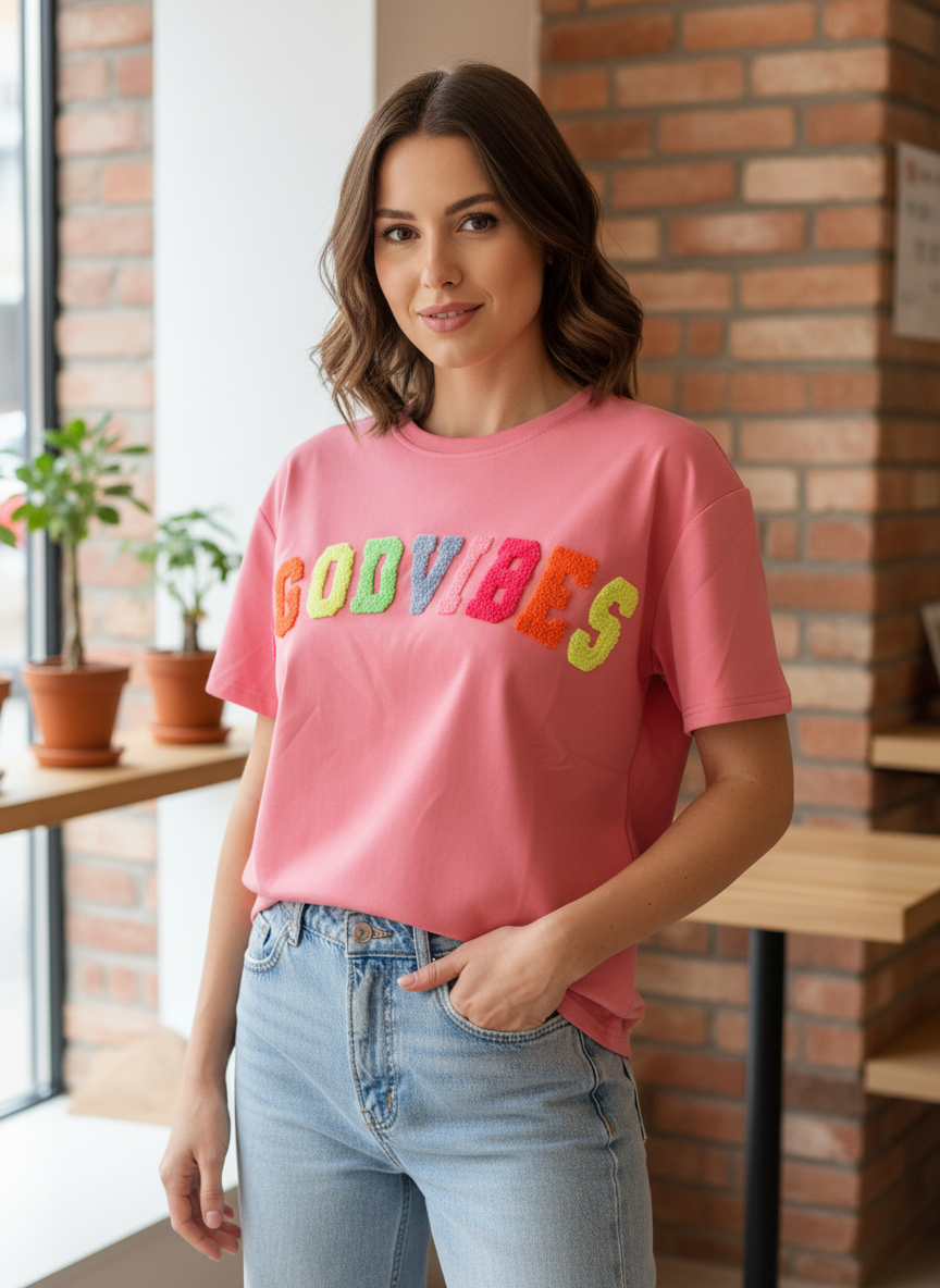 T-shirt Mia roos good vibes