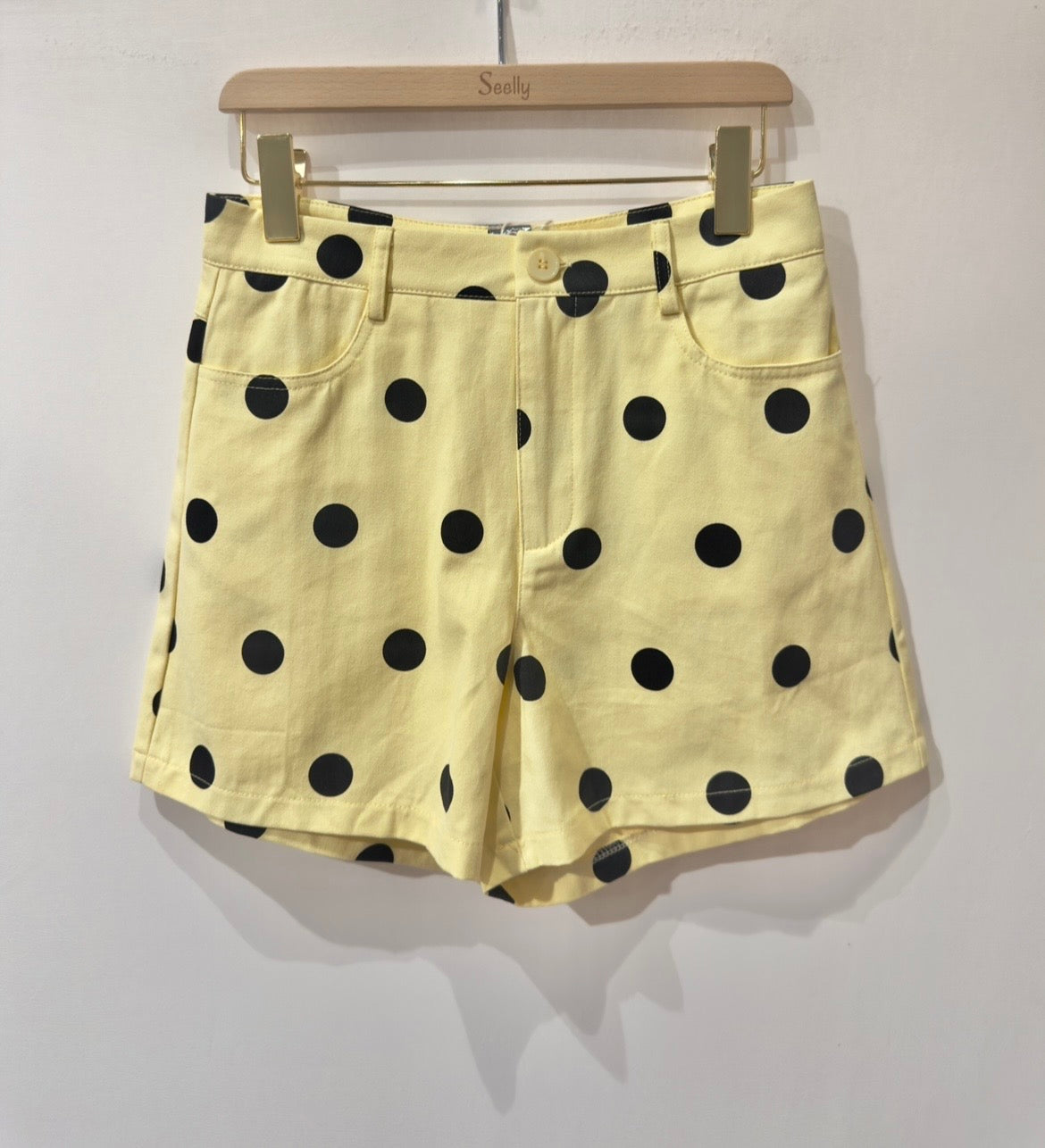 Short Seely geel polka
