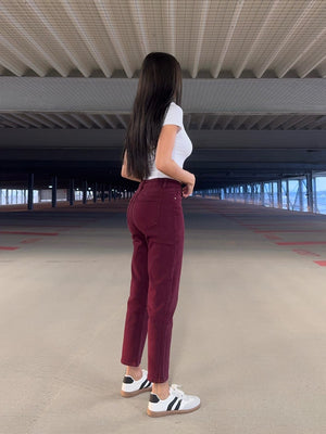 Jeansbroek Redial mom fit Bordeaux