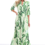 K-design - Maxi dress met print, knopen en stoffen riem (A326P941)