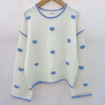 Pull Kimberly wit/blauwe hartjes