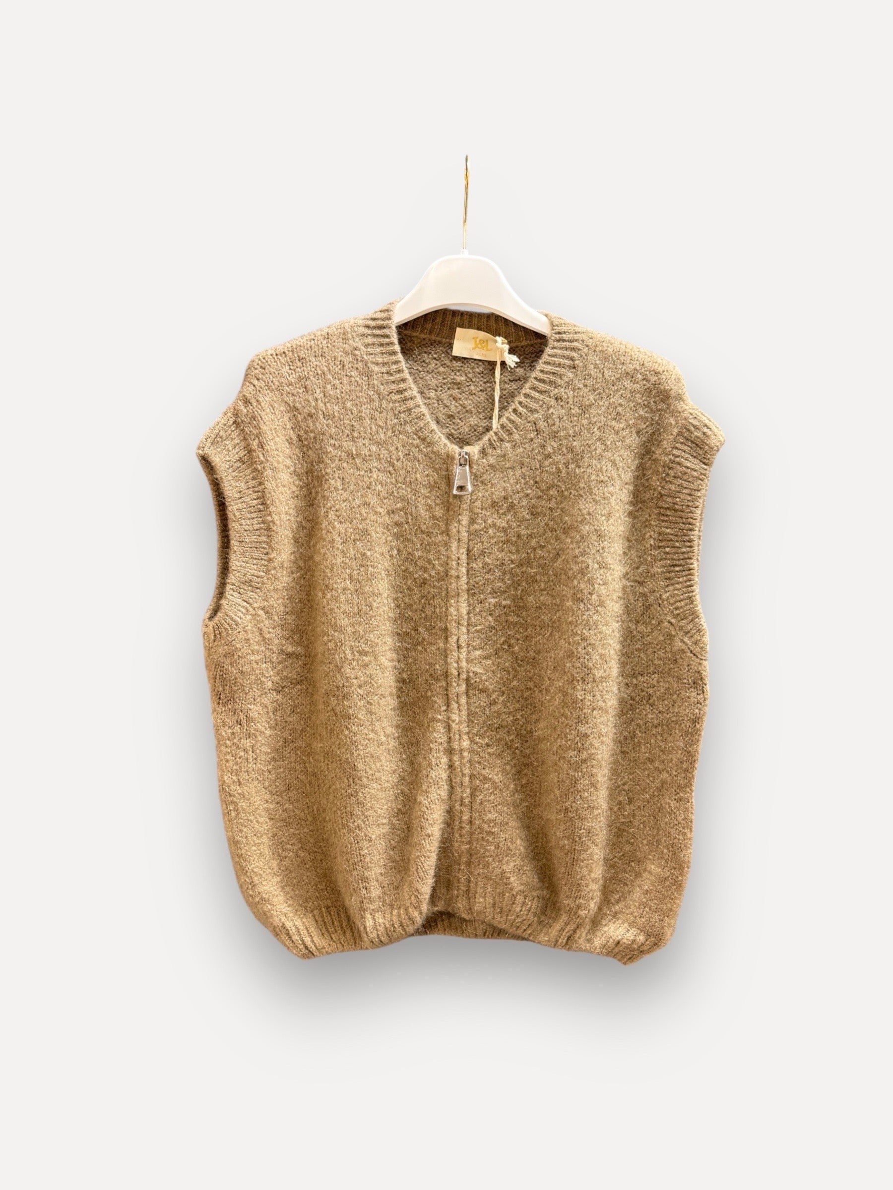 Debardeur met rits camel