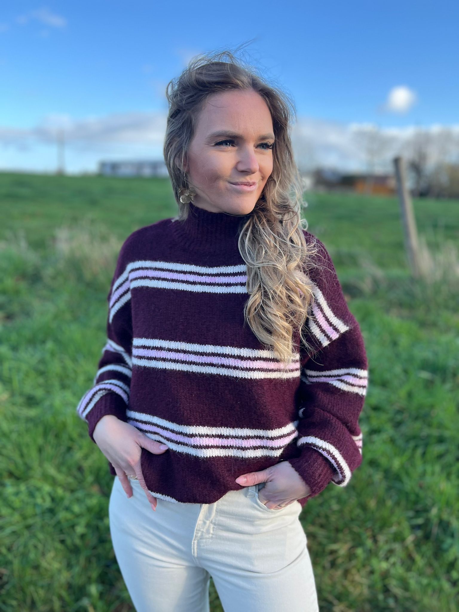 Pull Kimberly burgundy/rose