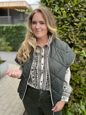 Vest Jules groen/beige omkeerbaar