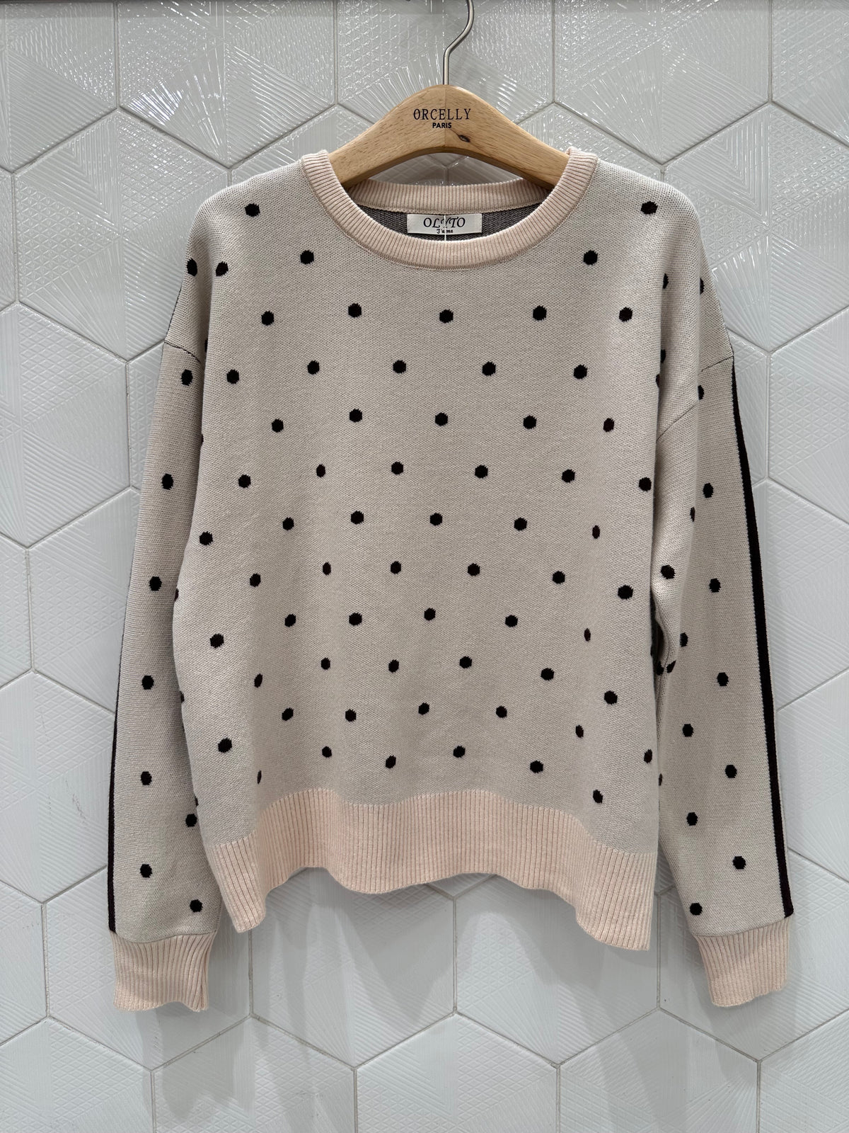 Pull Oly beige polka choco