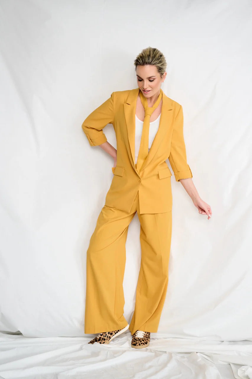 K-design - Wijde broek met plooien (A603Golden apricot)