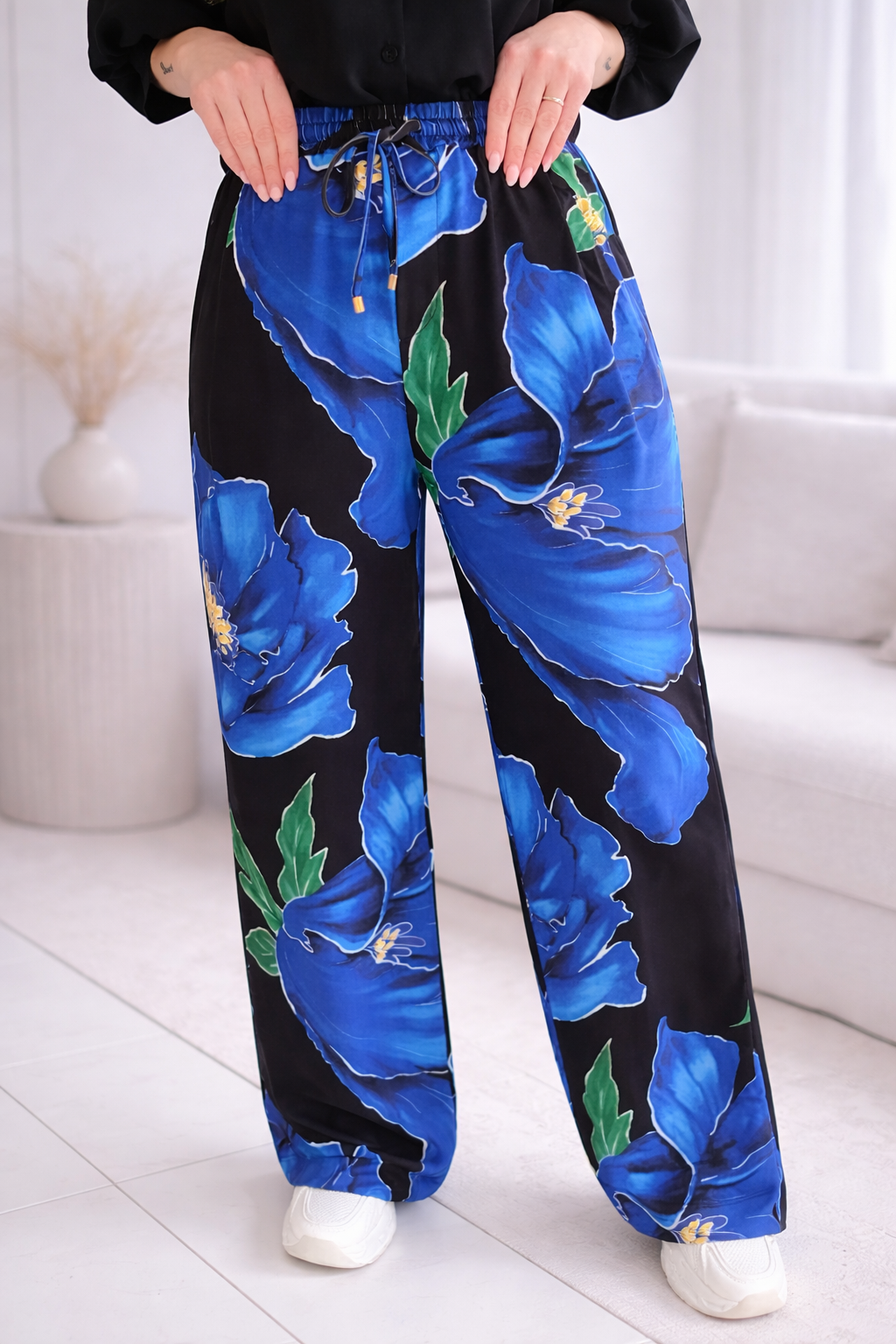 design - Broek met print en trekkoord (C319)